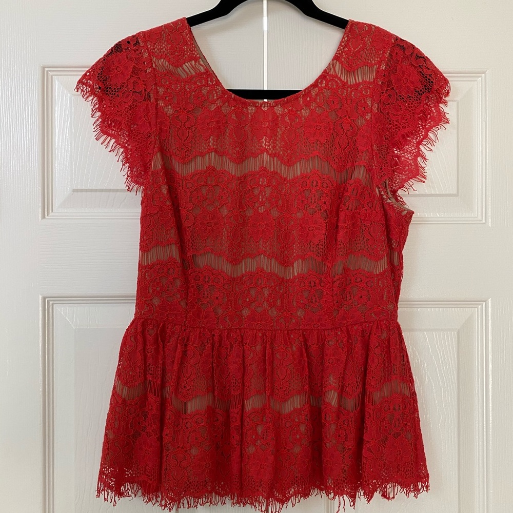 Anthropologie Lace Peplum Top